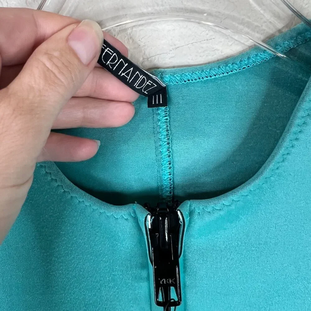 Lisa Marie Fernandez Farrah Swimsuit Size‎ 3 US 6-8 Teal Bonded Zip Up One Piece